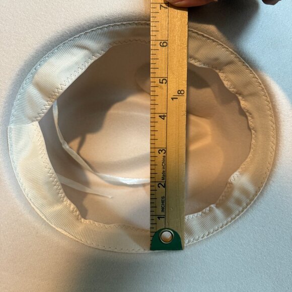 Cream Wide Brim Felt Hat with Black Band & Gold Chain Detail Adjustable Fit - Picture 11 of 13